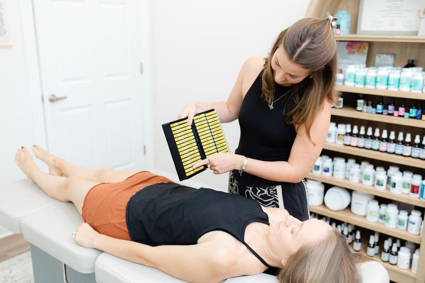 Dr. Mazza reviewing allergy sensitivity testing with a patient
